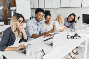 Employees working together