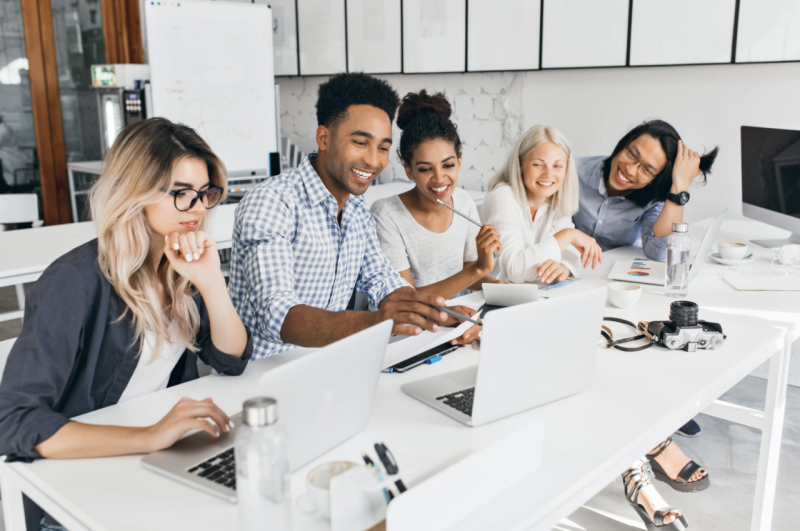Employees working together