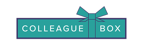 Logo featuring the text "COLLEAGUE BOX" inside a teal rectangular box with a stylized bow on top.