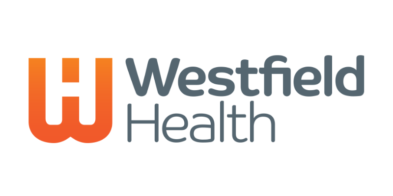 Orange and gray "Westfield Health" logo with a stylized "W.